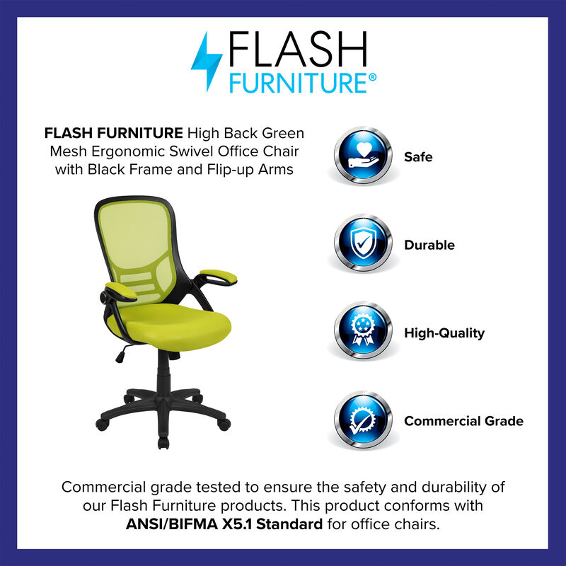 Porter High Back   Mesh Ergonomic Swivel Office Chair with Frame and Flip-up Arms
