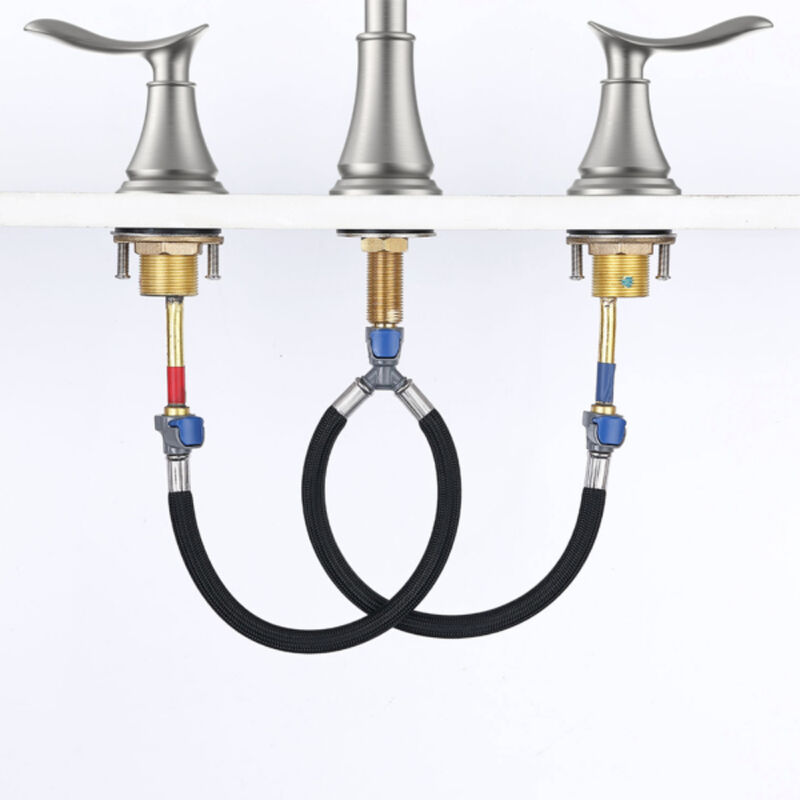Widespread Bathroom Faucet, 2-Handle 3-Hole Sink Faucet for Modern Vanity & Bath Décor