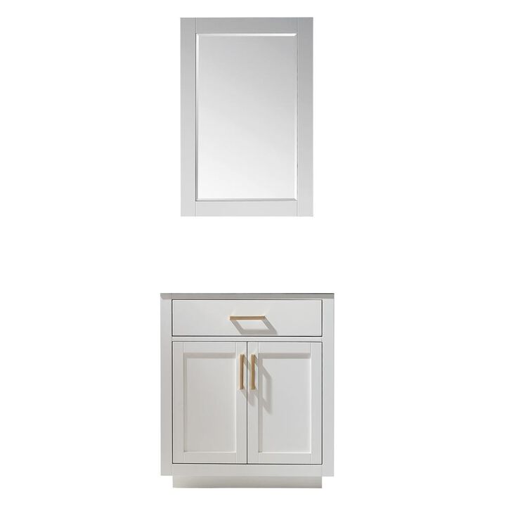 Altair 30 Single Bathroom Vanity Cabinet Only in White and mirror, without Countertop