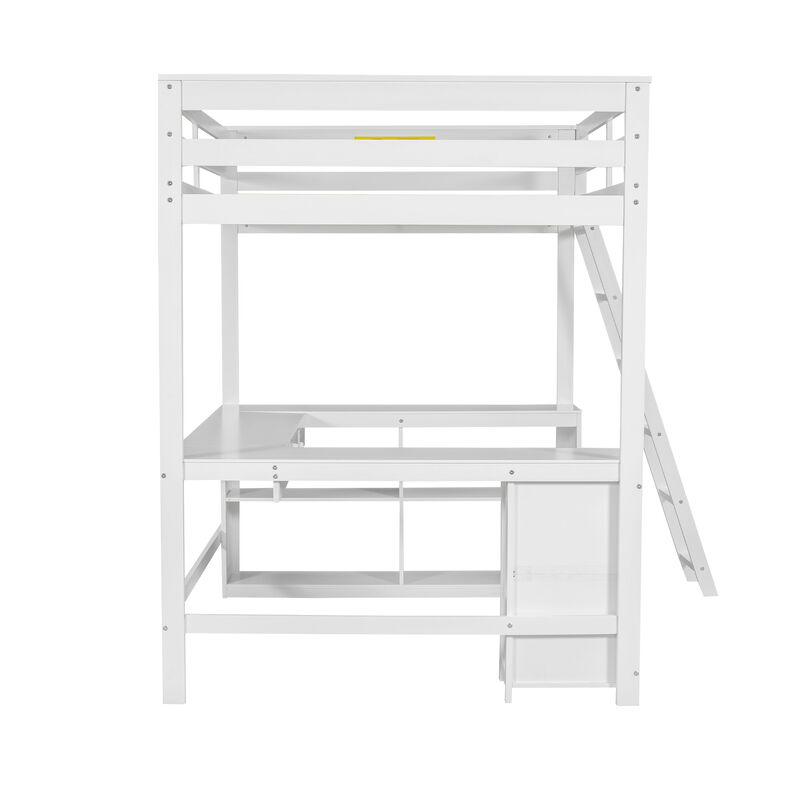 Merax Loft Bed with Desk  and Storage Shelves