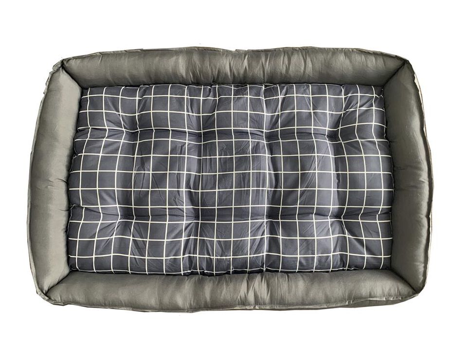 Grey Checker Dog Bed XL