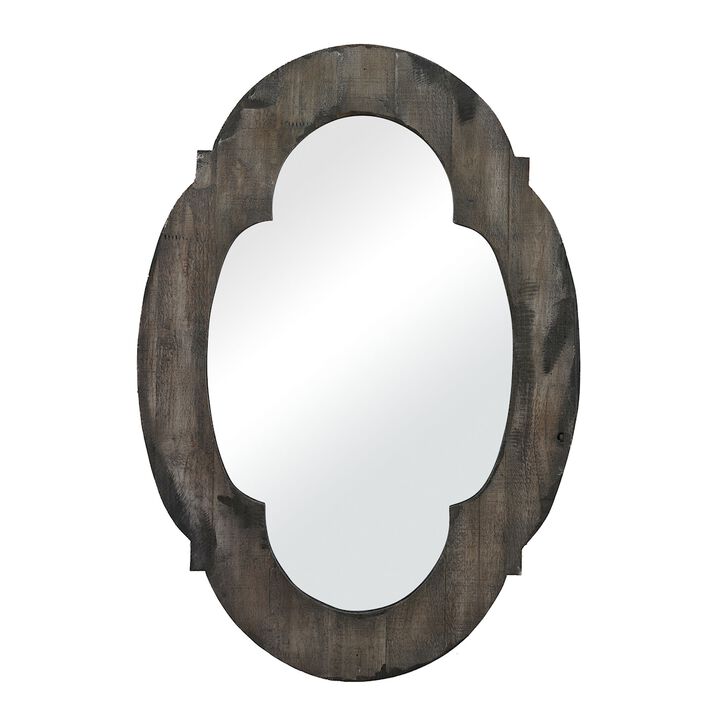 28" Aged Gray Wood Framed Wall Mounted Mirror
