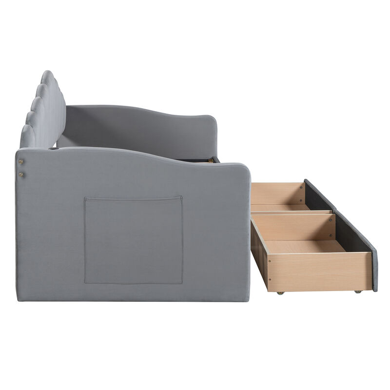 Merax Upholstered Daybed Bed Frame with 2 Drawers