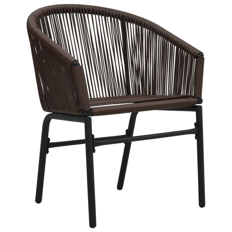 vidaXL 3 Piece Bistro Set with Cushions PVC Rattan Brown