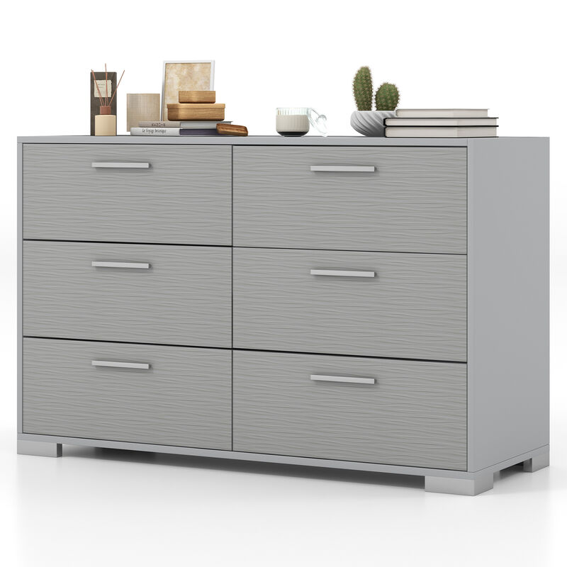 6 Drawer Storage Dresser Cabinet with Metal Legs Handles For Bedroom