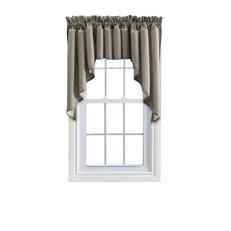 Ellis Stacey Lined 3" Rod Pocket High Quality Fabric Solid Color Window Swag Set Filler Valance 42"x13" Grey
