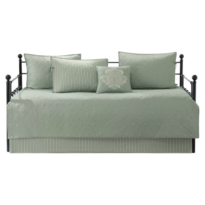 6-Piece Country Cottage Quilted Khaki Reversible Day Bed Cover Set