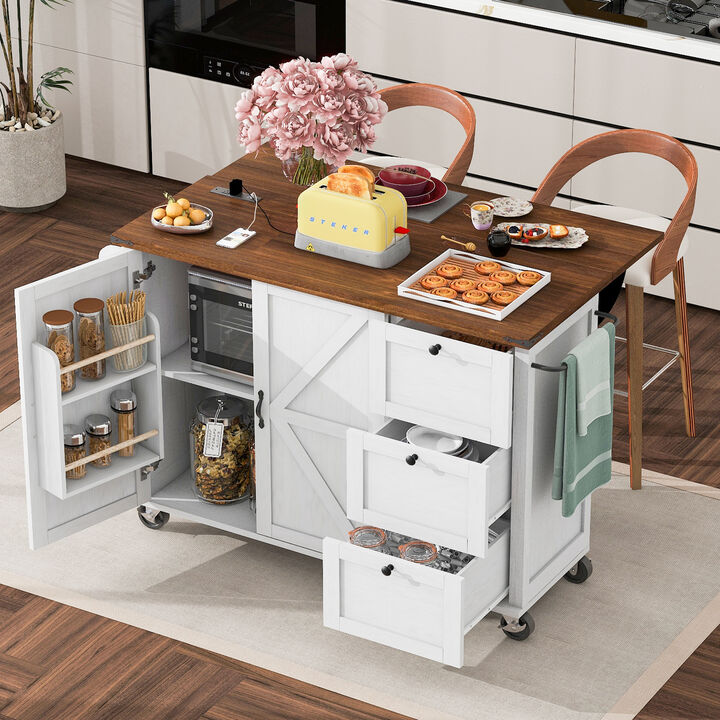Merax Farmhouse Kitchen Island with Wheels