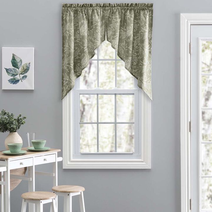 Ellis Curtain Lexington Leaf Pattern on Colored Ground Tailored Swags