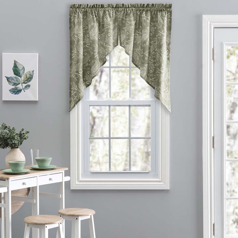 Ellis Curtain Lexington Leaf Pattern on Colored Ground Tailored Swags
