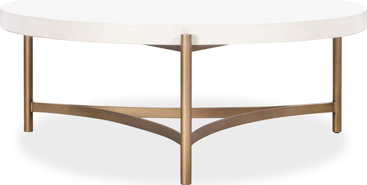 Lyon Round White Concrete and Metal Coffee Table