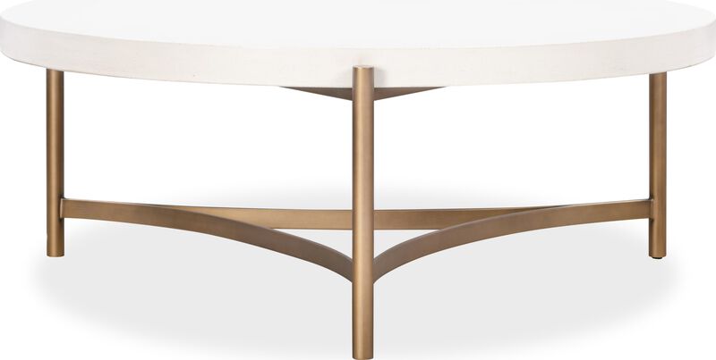 Lyon Round White Concrete and Metal Coffee Table