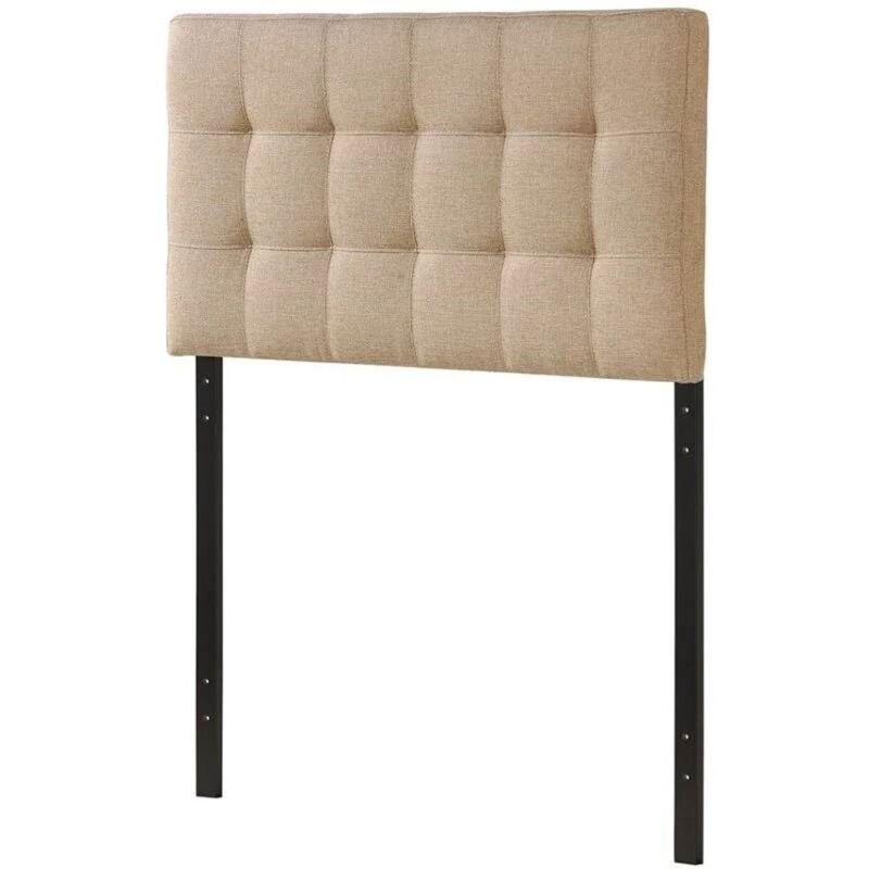 QuikFurn Twin size Modern Beige Tan Taupe Fabric Tufted Upholstered Headboard