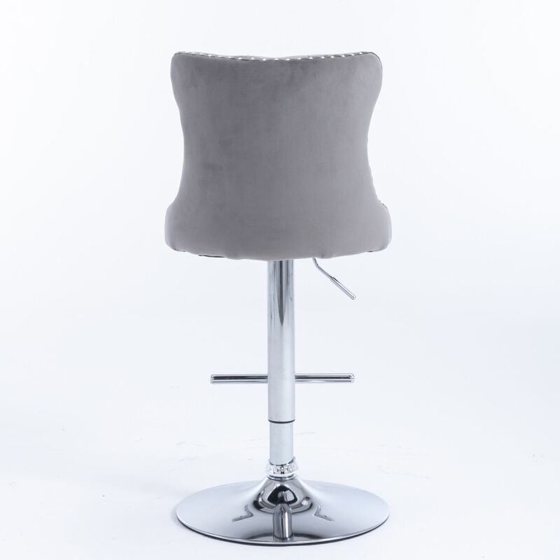 Gray Swivel Velvet Bar Stools (Set of 2)