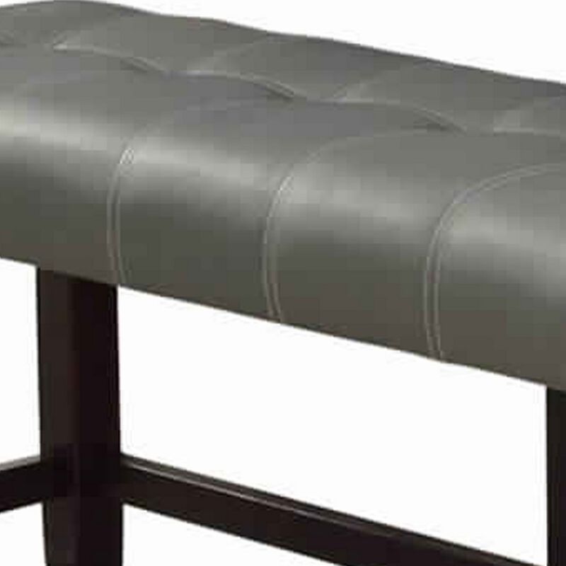 Tufted High Bench With Tapered Legs Silver and Brown-Benzara