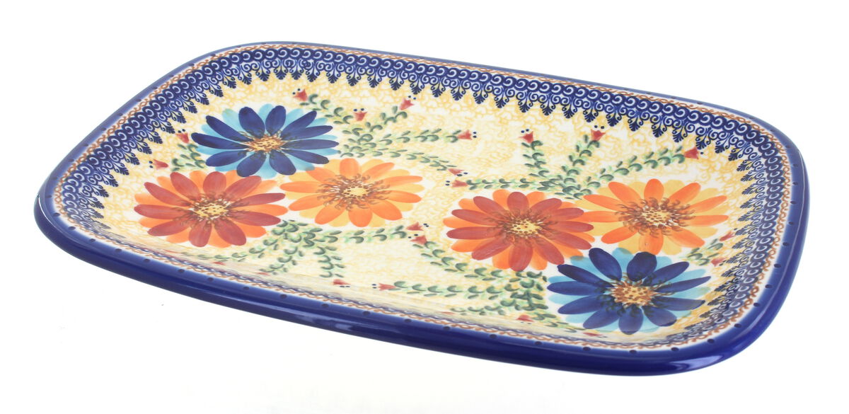 Blue Rose Polish Pottery Arctic Holidays Large Rectangular Serving Platter