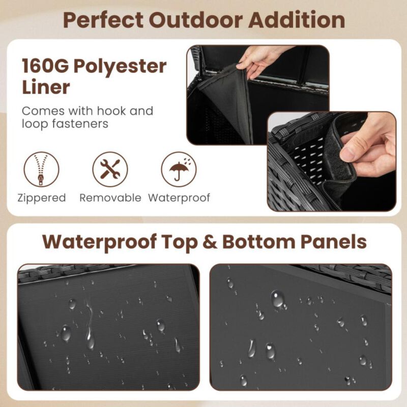 Hivvago Indoor Outdoor 85 Gallon Storage Container with Waterproof Liner and Universal Wheels