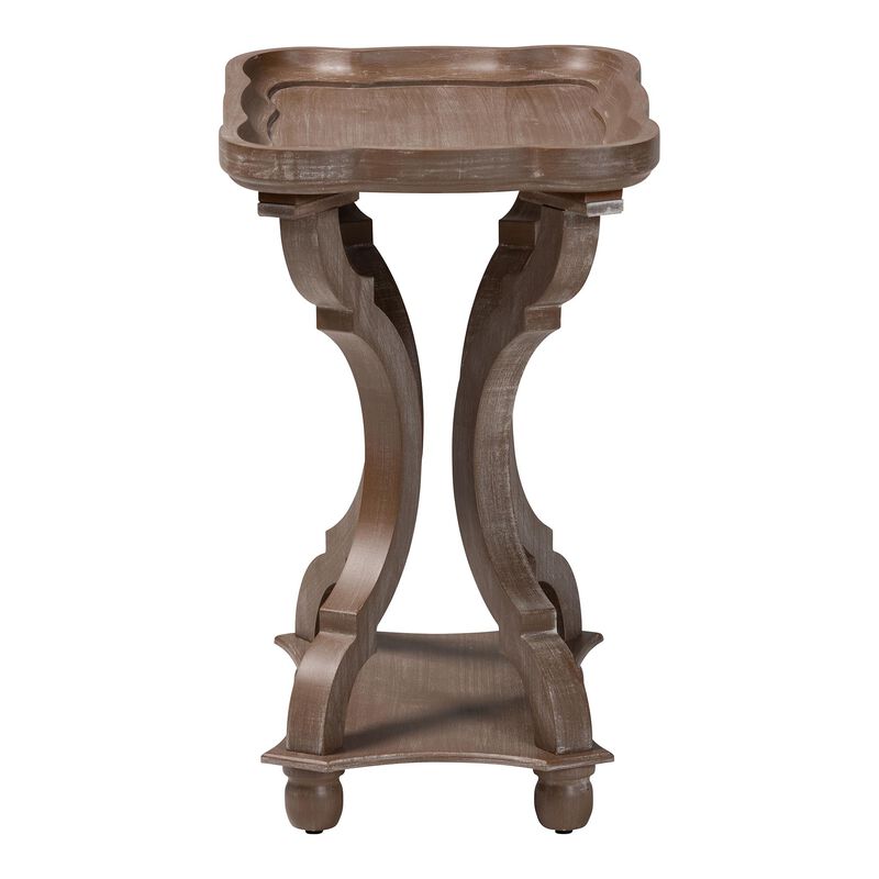 Baxton Studio Yannick French Country Antique Brown Wood End Table