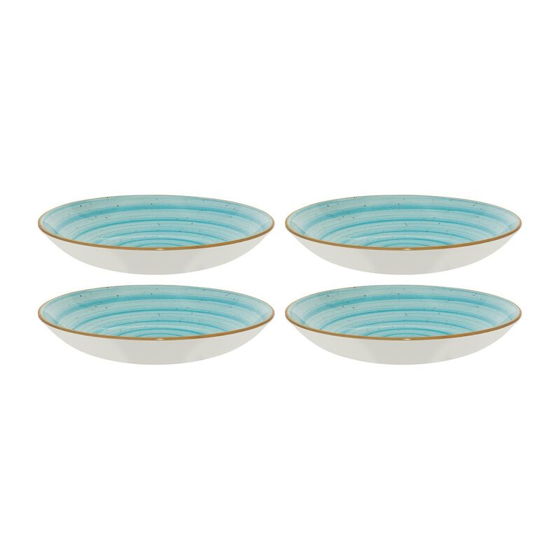 Aqua dia.9" h:2" 34 oz. Round Blue Porcelain Bowl (Set of 4)
