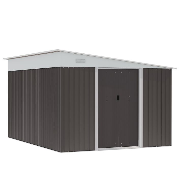 Gray Outdoor Organizer: 11x9 ft Metal Shed with Sliding Doors