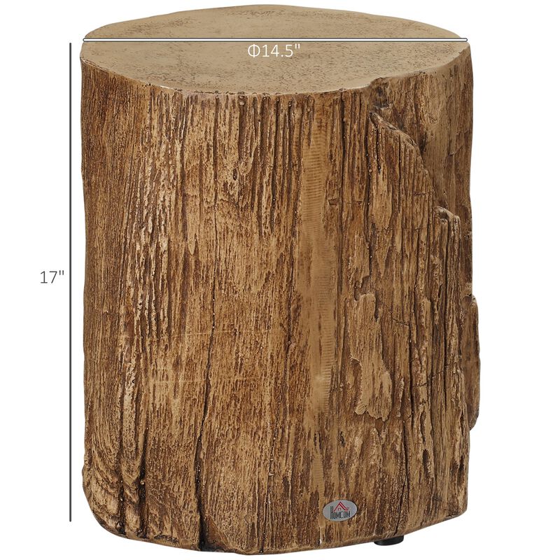 Natural Accent Table: Tree Stump Stool with Wood Grain Finish