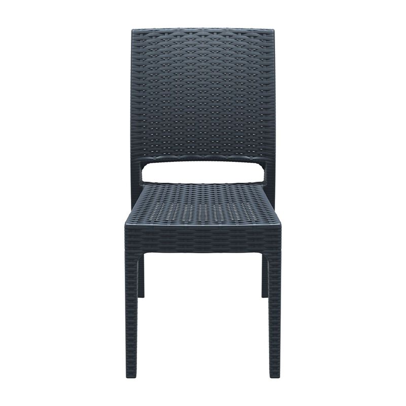 34" White Patio Wickerlook Stackable Dining Chair
