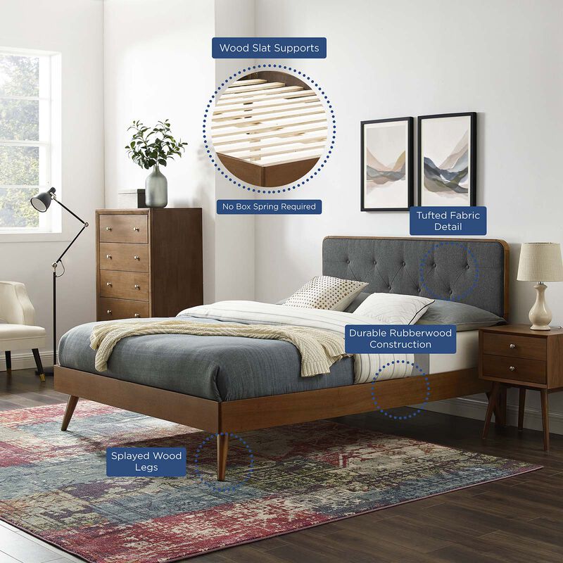 Modway - Bridgette Full Wood Platform Bed with Splayed Legs