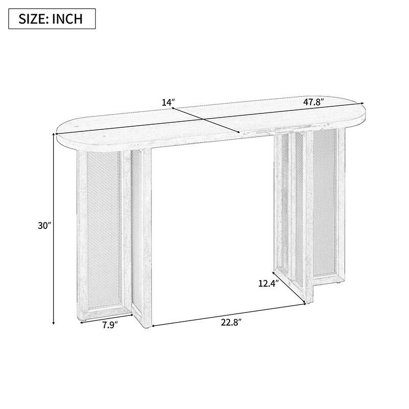 Merax Farmhouse Rattan Console Table for Entryway
