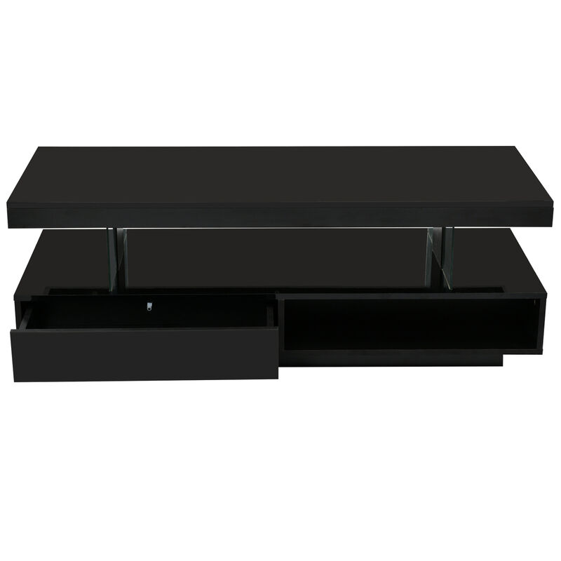 LED Coffee Table With Storage and Display Shelves