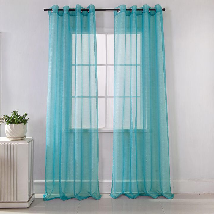 Lonnie 2-Piece Room Darkening Grommet Curtain 38" x 84" Aqua by Rt Designers Collection
