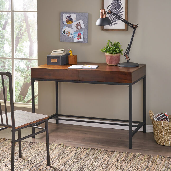 Industrial Acacia Wood Storage Desk Durability and Style Combined