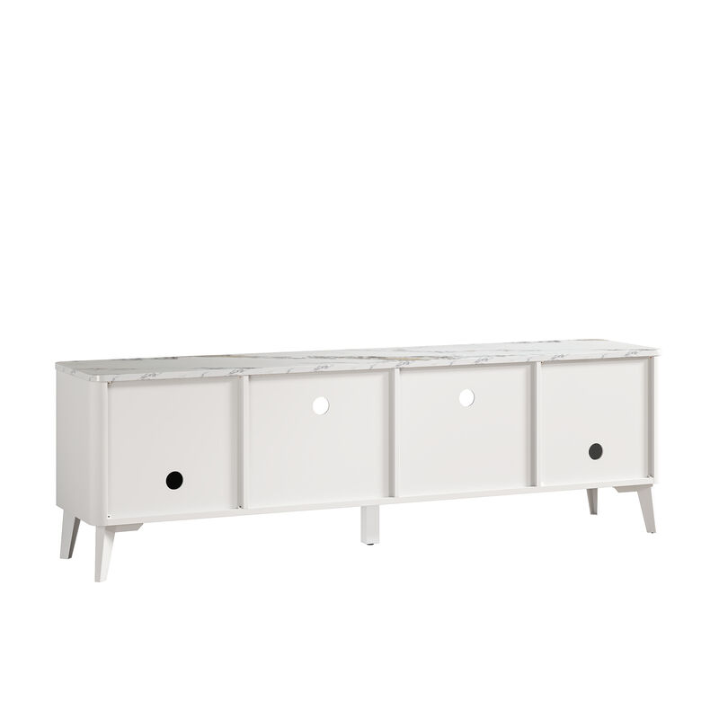 FESTIVO Stylish 70-Inch TV Stand with Marble-Printed Top