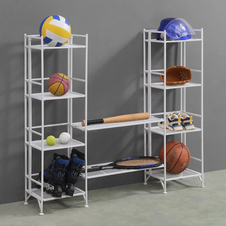Convenience Concepts Xtra Storage 4 Tier Folding Metal Shelves with Set of 2 Extension Shelves