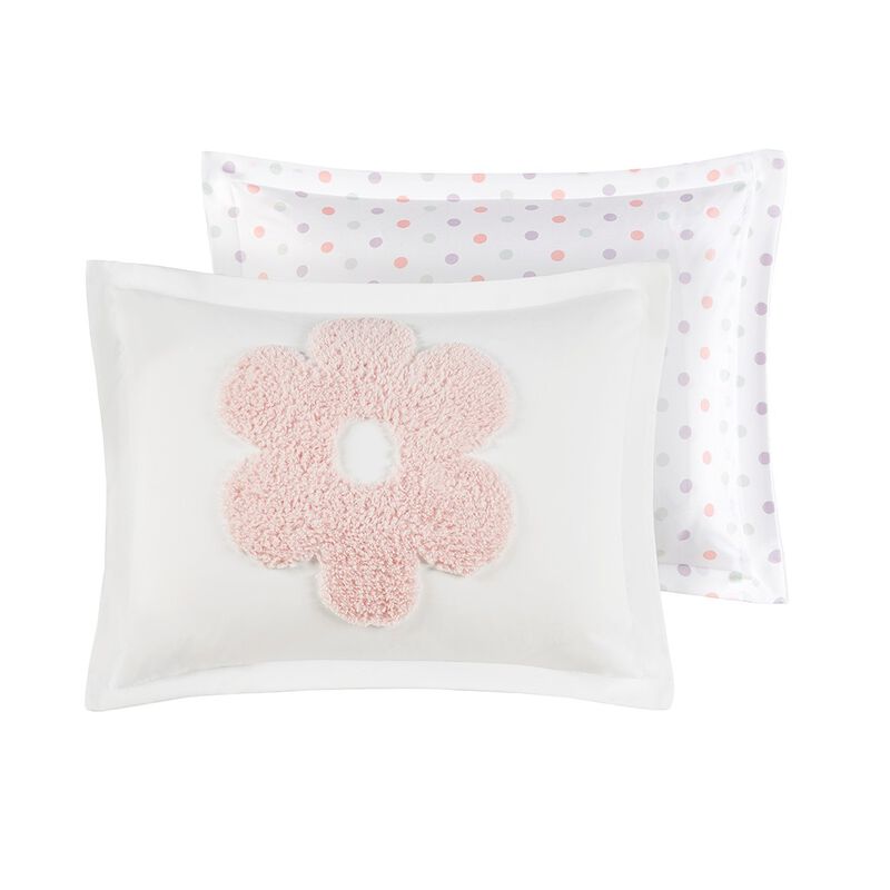 Gracie Mills Eubert Colorful Floral Reversible Chenille Comforter Set with Flower Throw Pillow