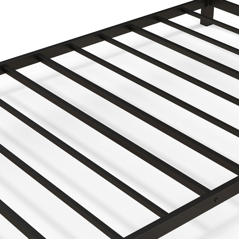 Low Profile Twin Over Twin Metal Bunk Bed with Full-length Guardrails