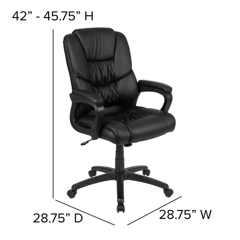 Flash Fundamentals Big & Tall 400 lb. Rated Black LeatherSoft Swivel Office Chair with Padded Arms
