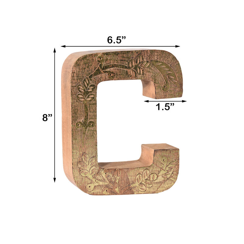 Vintage Natural Gold Handmade Eco-Friendly "C" Alphabet Letter Block For Wall Mount & Table Top Décor