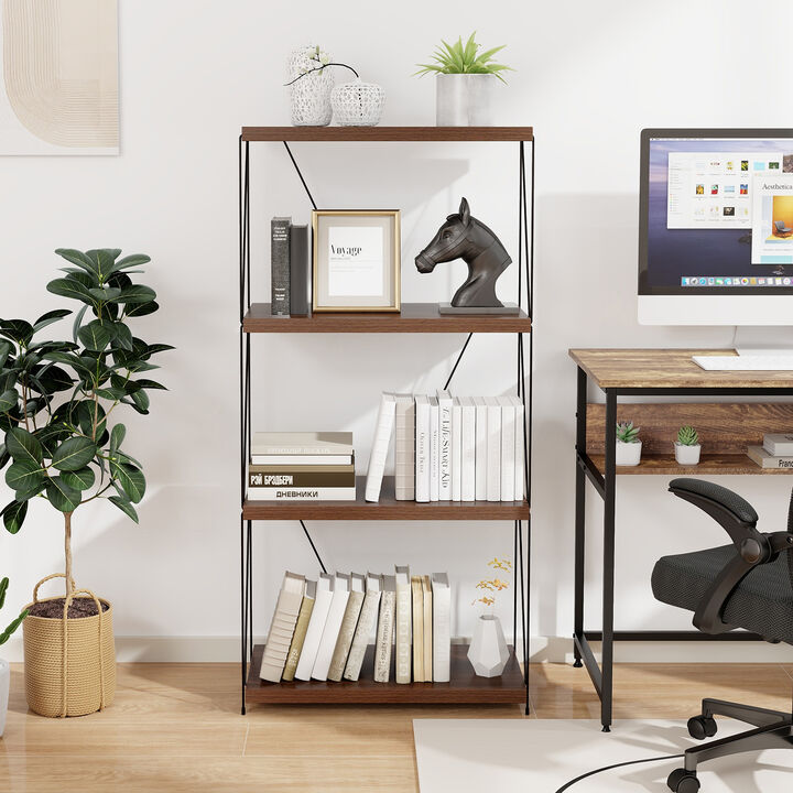 Multipurpose Display Rack with Metal Frame, Tiered Shelving