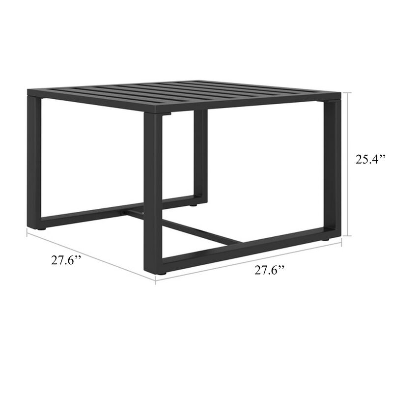 Shina 6pc Outdoor Modular Sofa Set, Black Aluminum Frame, Polyester - Benzara