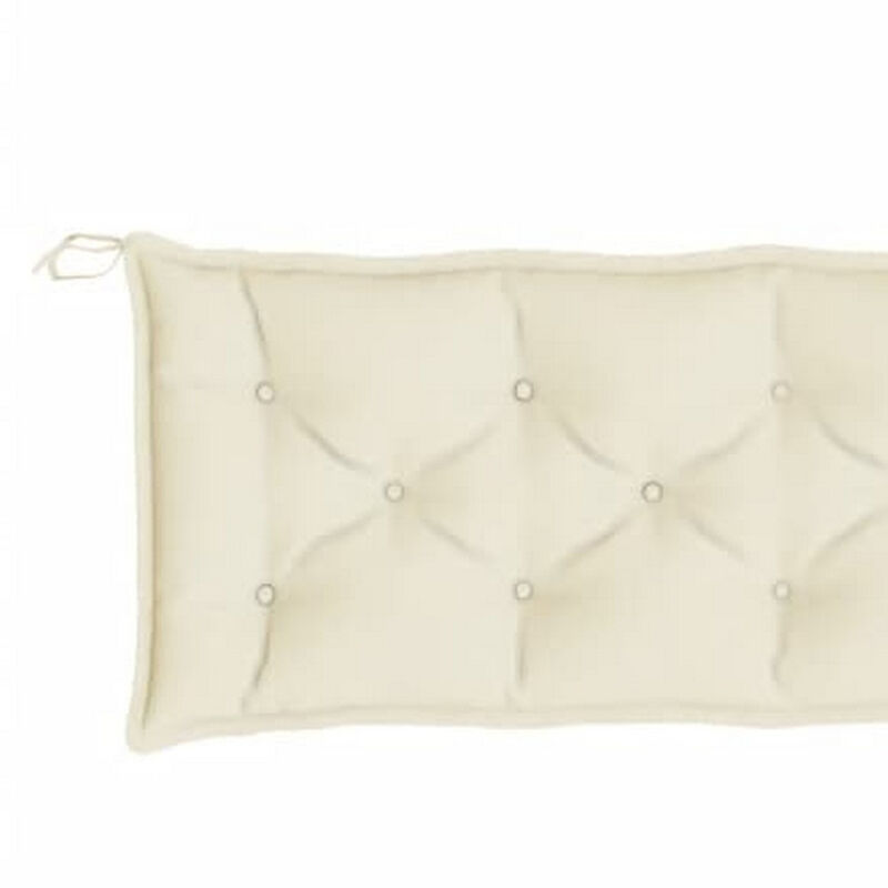 Outdoor Cushion for Bench, 79 Inch, Tufted Stitch White Oxford Fabric - Benzara