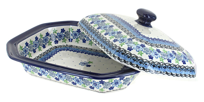 Blue Rose Polish Pottery Georgia Blue Medium Covered Baker