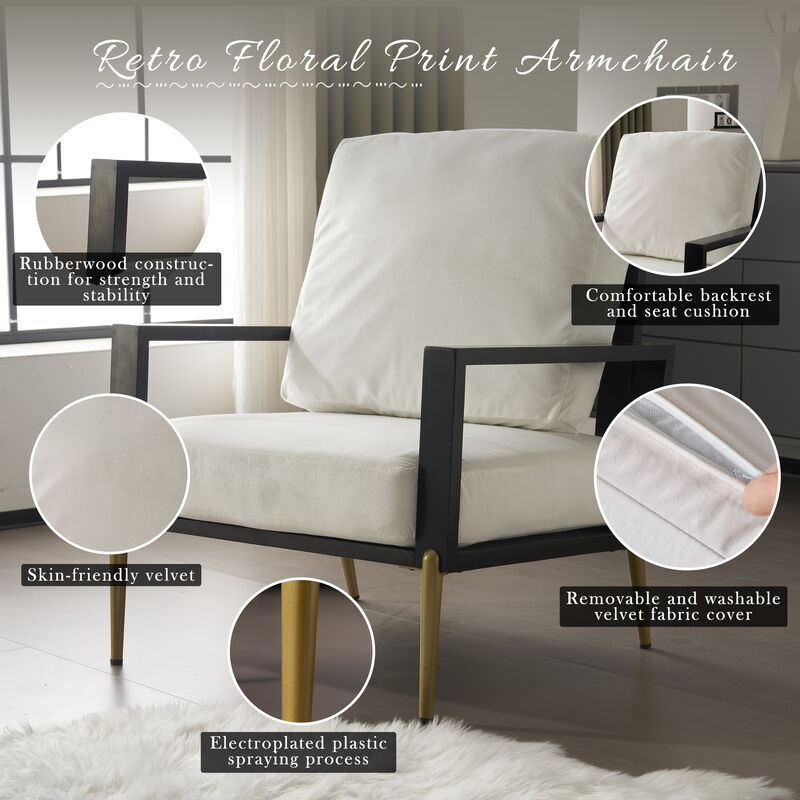Merax Accent Armchair with Gold Metal Legs