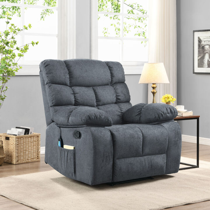 Elegant Pillow Tufted Massage Recliner with Remote Control