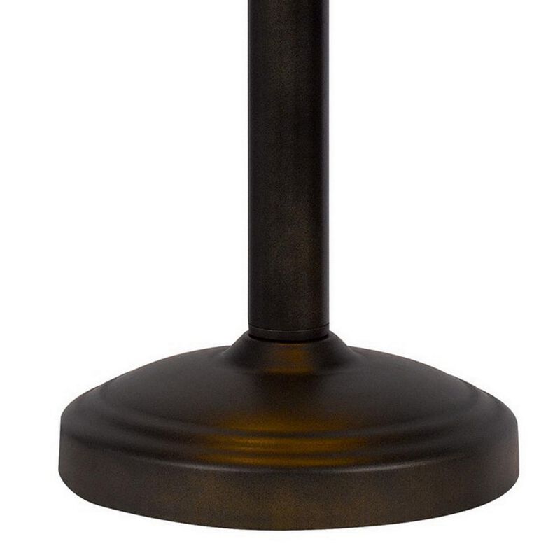 Eli 24 Inch Tiffany Style Table Lamp, Glass Shade, Antique Bronze-Benzara