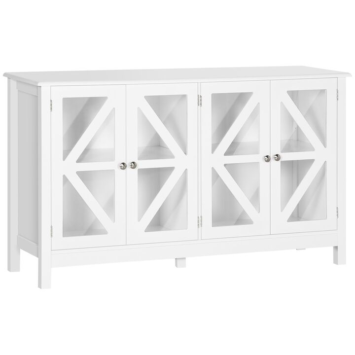 White Kitchen Storage: Buffet Sideboard with Glass Door & Shelf