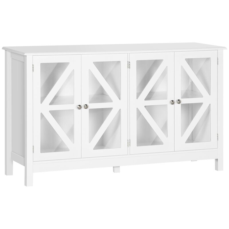 White Kitchen Storage: Buffet Sideboard with Glass Door & Shelf