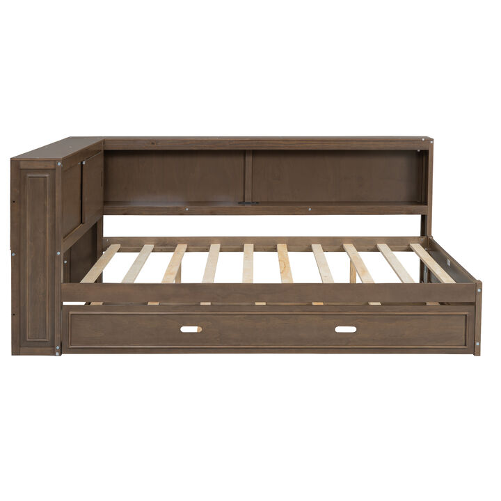 Merax Daybed Bed with Storage Shelves and Trundle