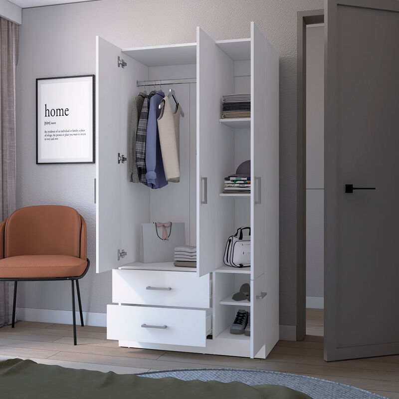 Four Door Armoire Crosby, Bedroom, White
