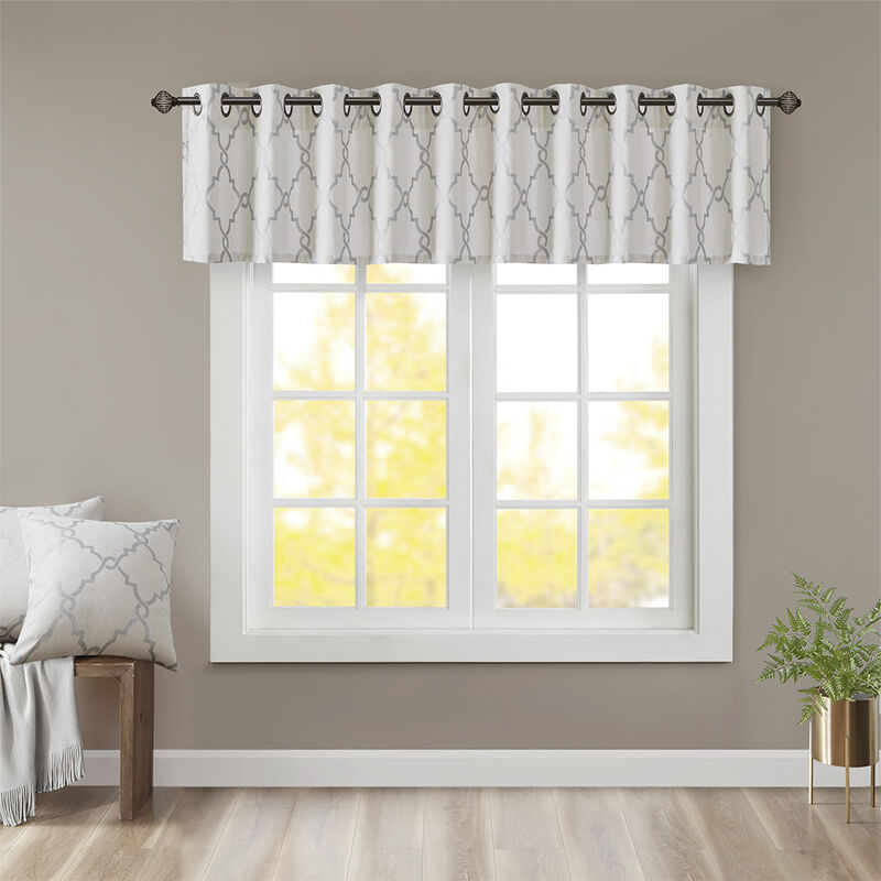 Gracie Mills Ondine Contemporary Grommet Top Valance with Fretwork Print
