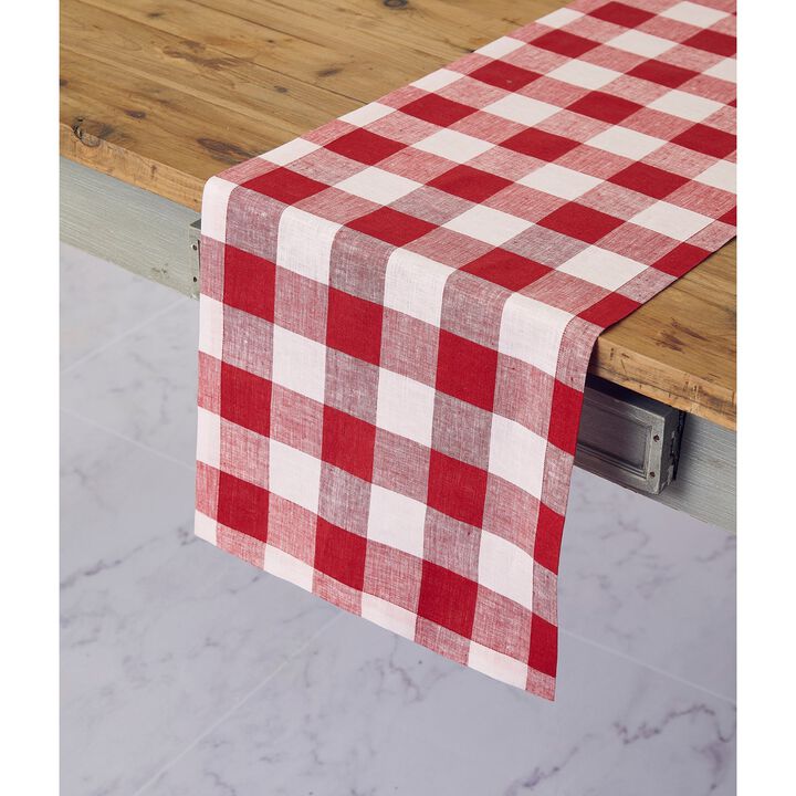 Solino Home 100% Pure Linen Table Runner | Buffalo Check